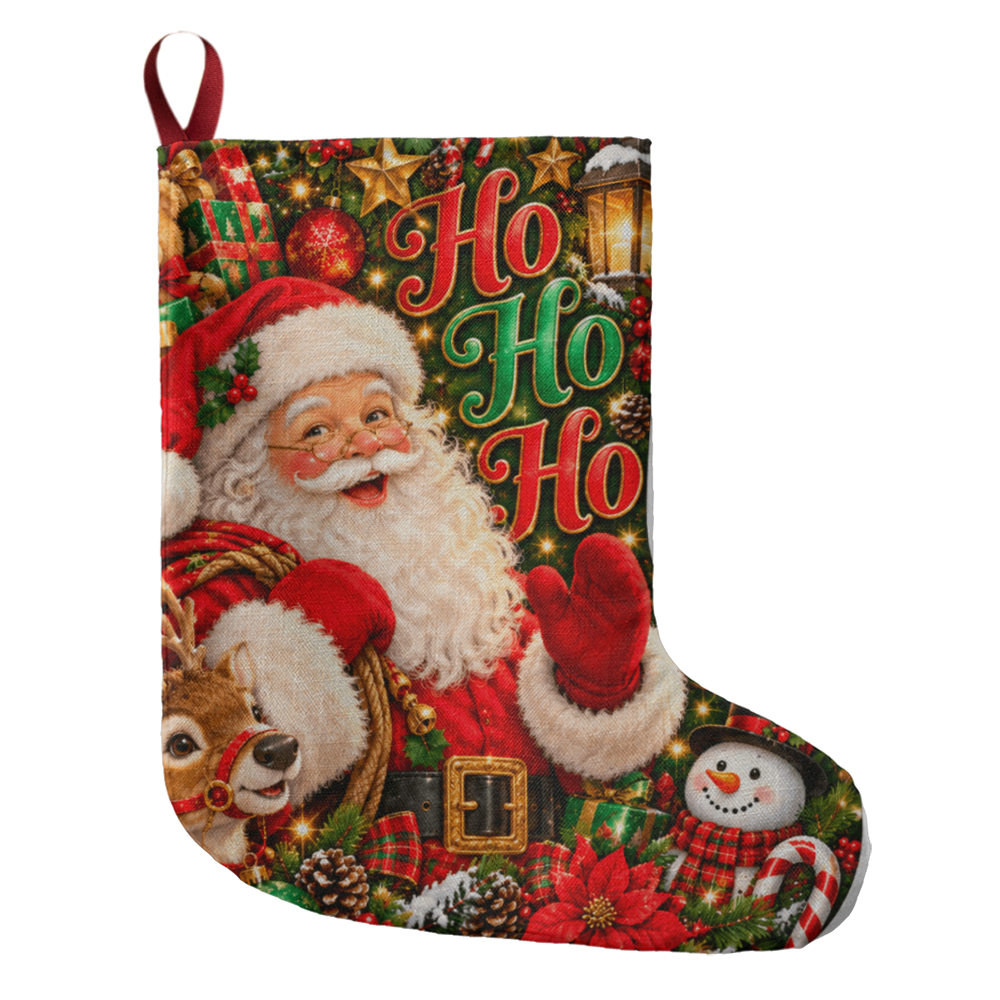 Ho Ho Ho Santa Giant Christmas Stocking – Classic Santa Oversized Holiday Stocking Gift