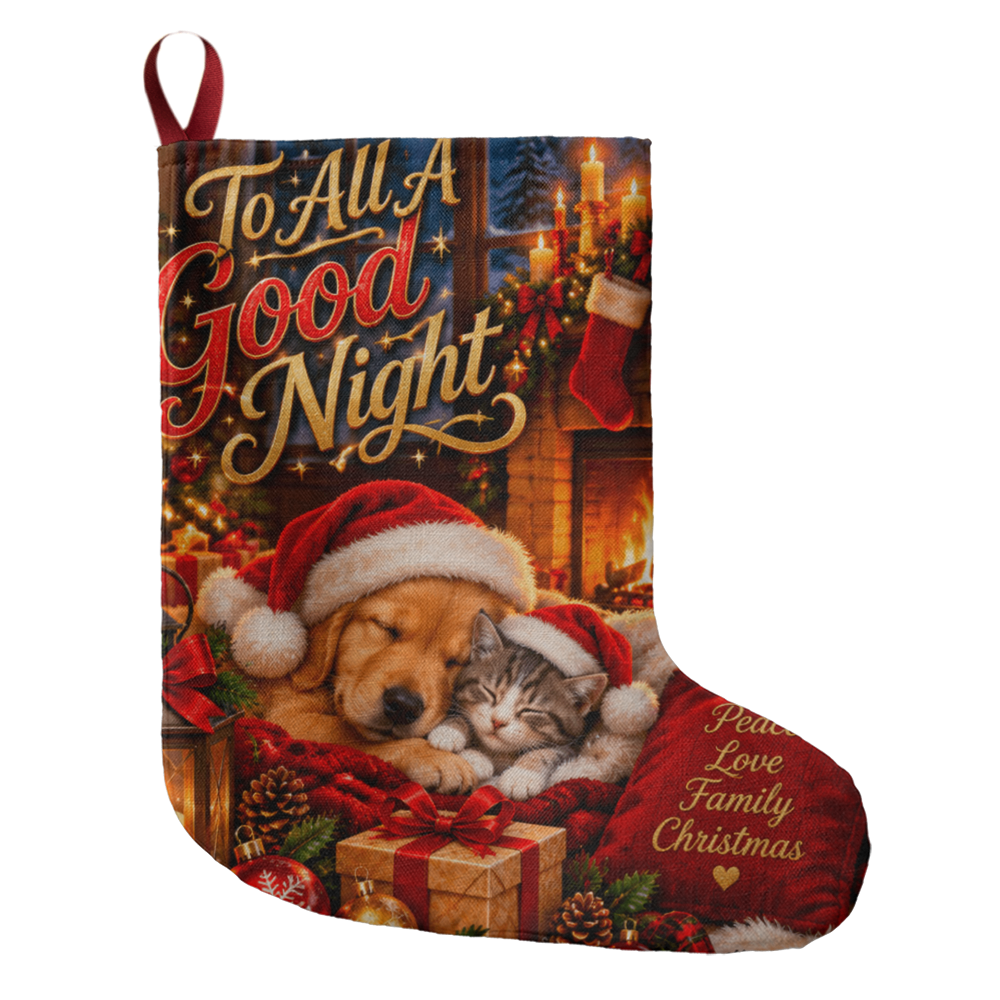 To All A Good Night Giant Christmas Stocking – Fur Babies Holiday Stocking Decor