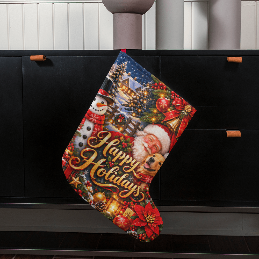 Happy Holiday Giant Holiday Stocking – Fun Christmas Gift Stocking Decor