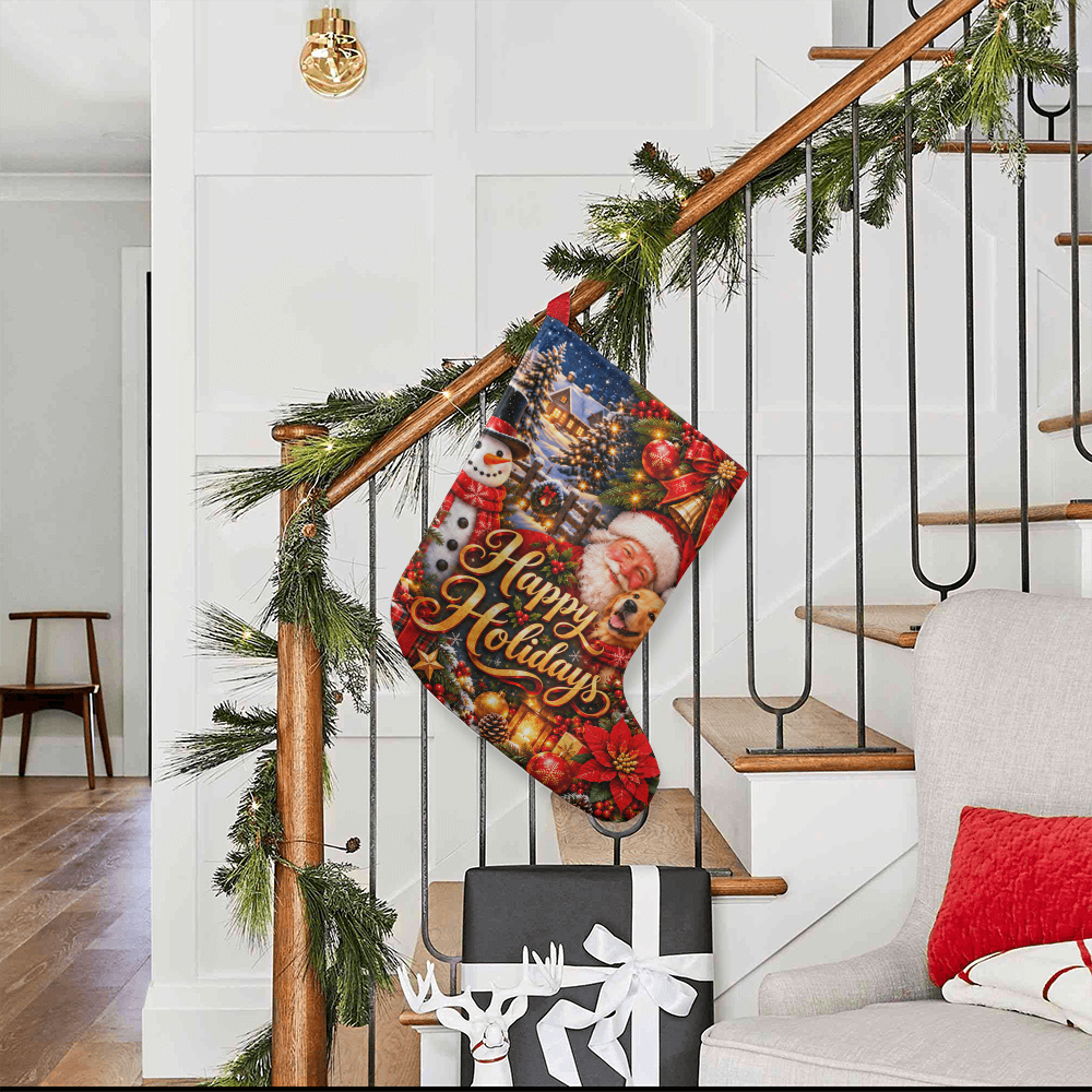 Happy Holiday Giant Holiday Stocking – Fun Christmas Gift Stocking Decor