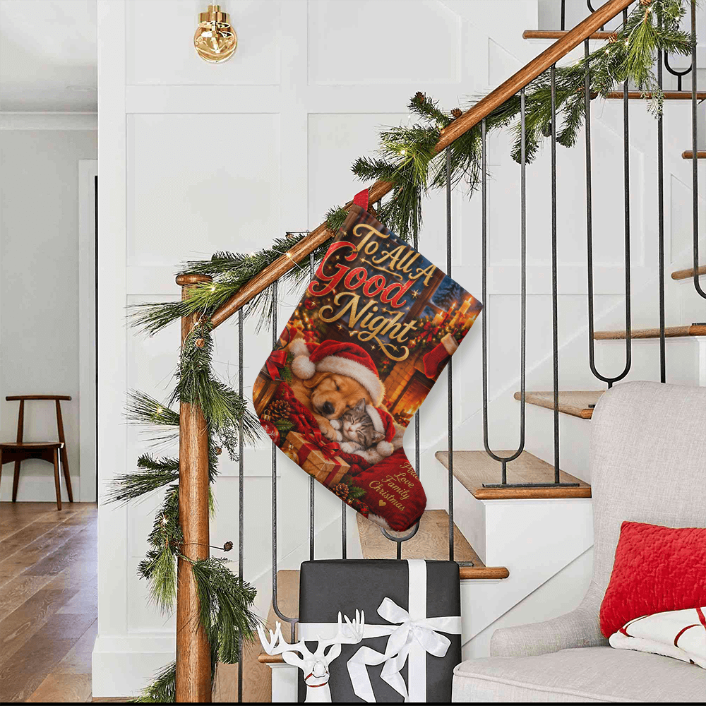 To All A Good Night Giant Christmas Stocking – Fur Babies Holiday Stocking Decor