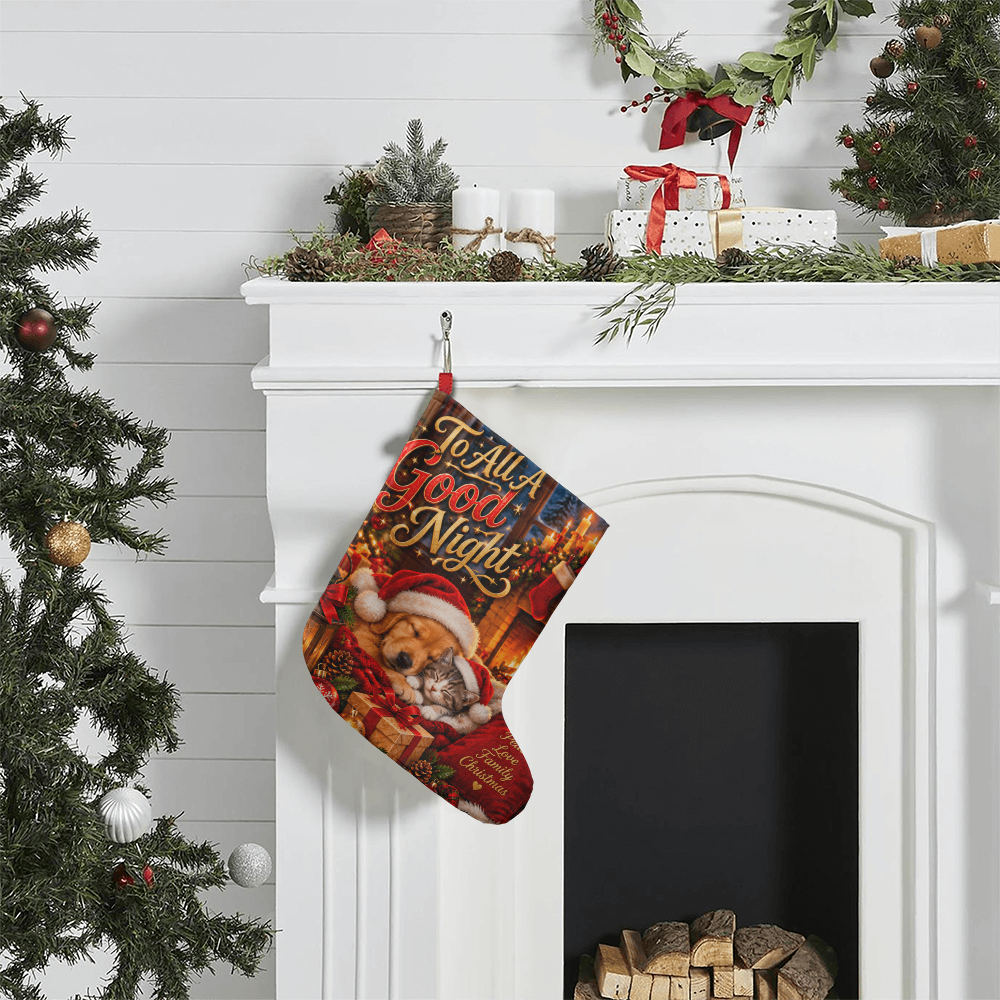 To All A Good Night Giant Christmas Stocking – Fur Babies Holiday Stocking Decor