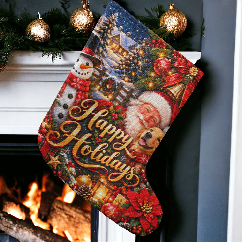 Happy Holiday Giant Holiday Stocking – Fun Christmas Gift Stocking Decor