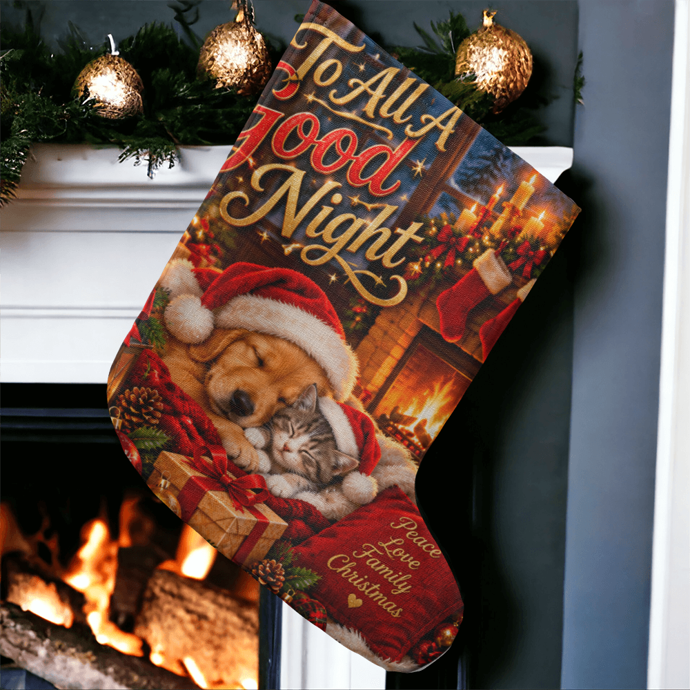 To All A Good Night Giant Christmas Stocking – Fur Babies Holiday Stocking Decor