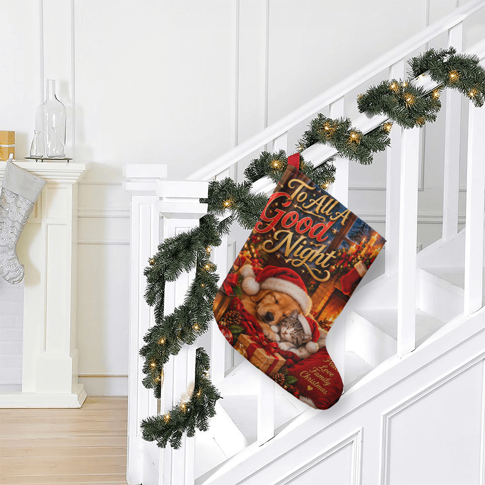 To All A Good Night Giant Christmas Stocking – Fur Babies Holiday Stocking Decor