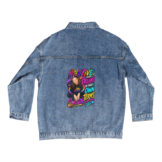 👑 Natty Nat "Live Your Dreams On Your Own Terms" Men's Premium Denim Jacket