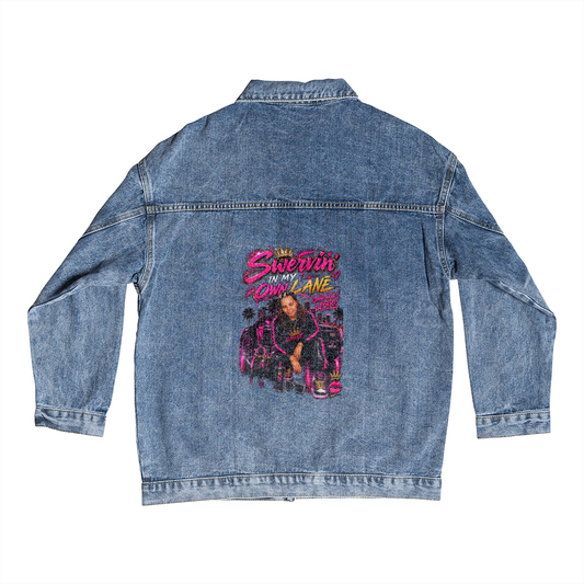 🔥 Natty Nat " Swervin' In My Own Lane" Men's Luxury Denim Jacket Pink & Black