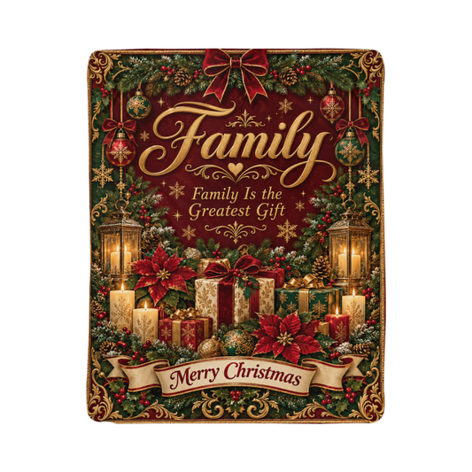 Family Christmas Sherpa Fleece Blanket – Luxury Holiday Family Gift, Cozy Throw Blanket