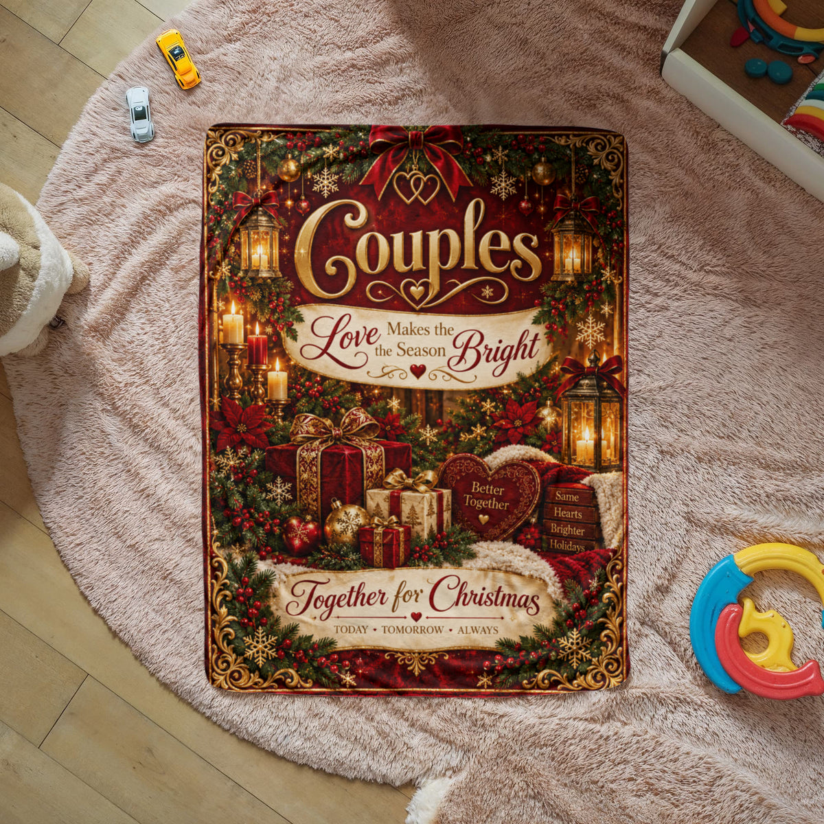 Couples Christmas Sherpa Fleece Blanket – Romantic Holiday Gift