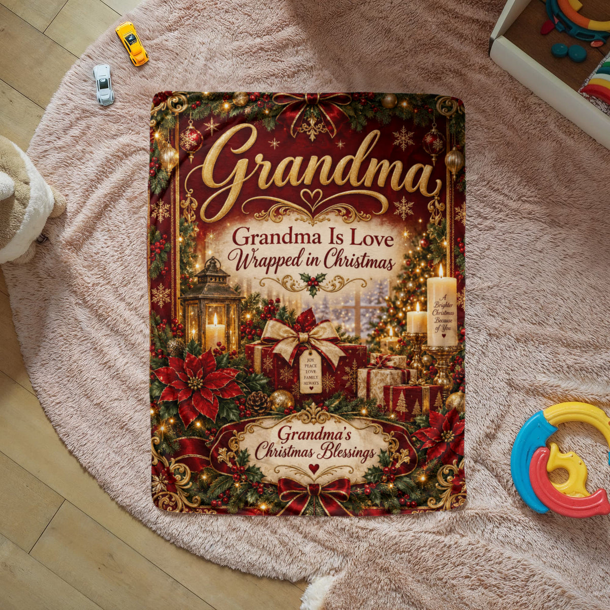 Grandma Christmas Sherpa Fleece Blanket – Luxury Holiday Gift for Grandma, Cozy Christmas Throw