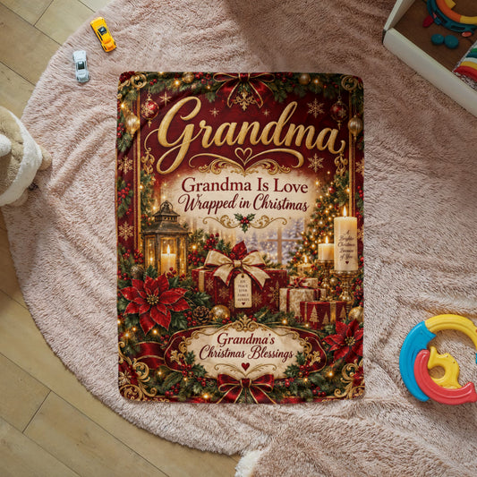 Grandma Christmas Sherpa Fleece Blanket – Luxury Holiday Gift for Grandma, Cozy Throw