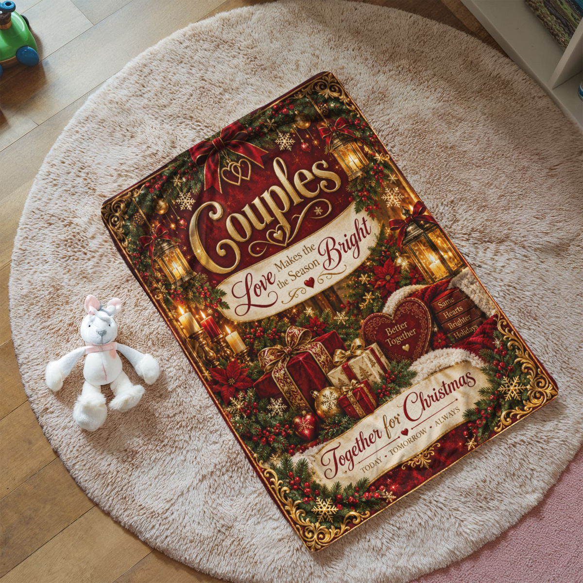 Couples Christmas Sherpa Fleece Blanket – Romantic Holiday Gift