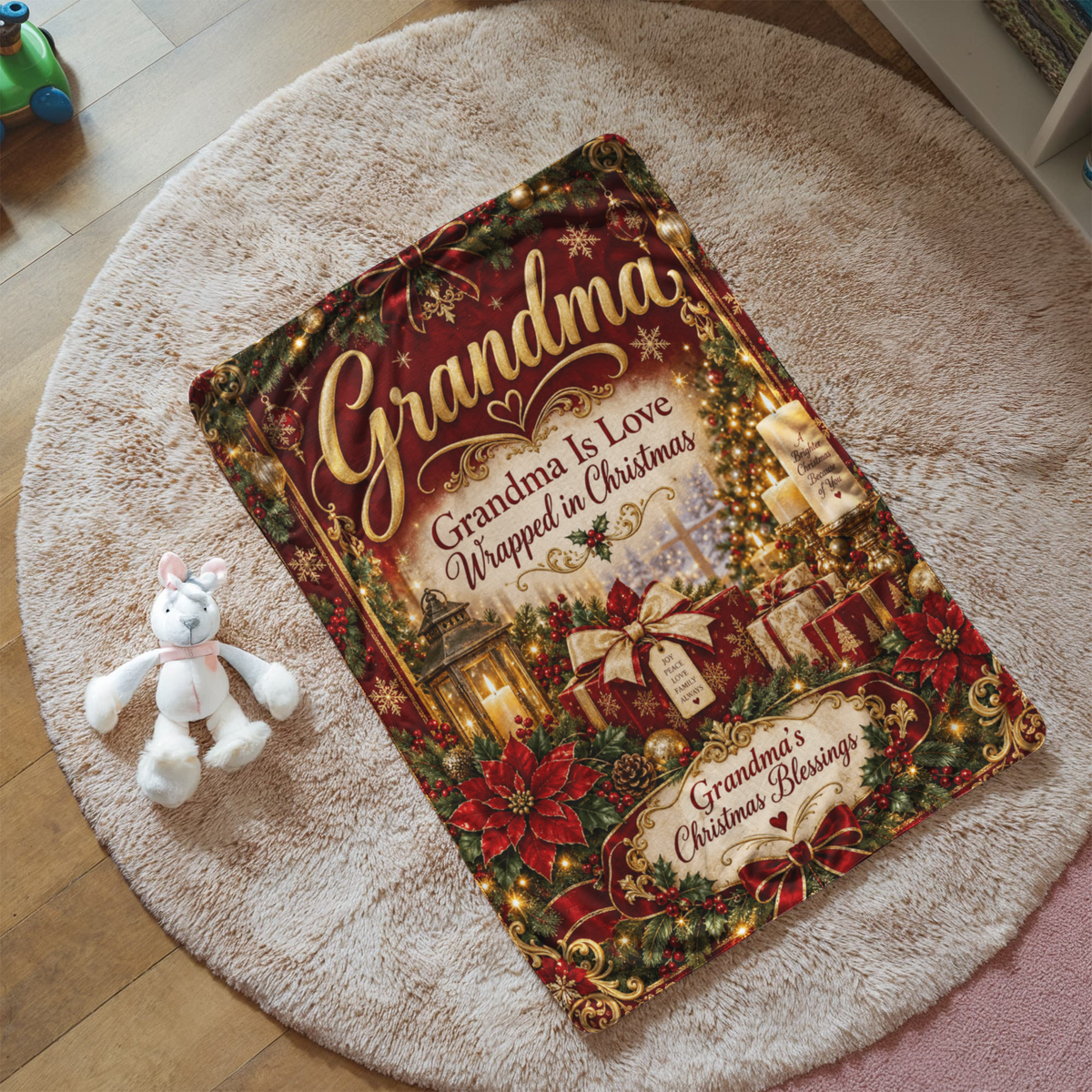 Grandma Christmas Sherpa Fleece Blanket – Luxury Holiday Gift for Grandma, Cozy Christmas Throw