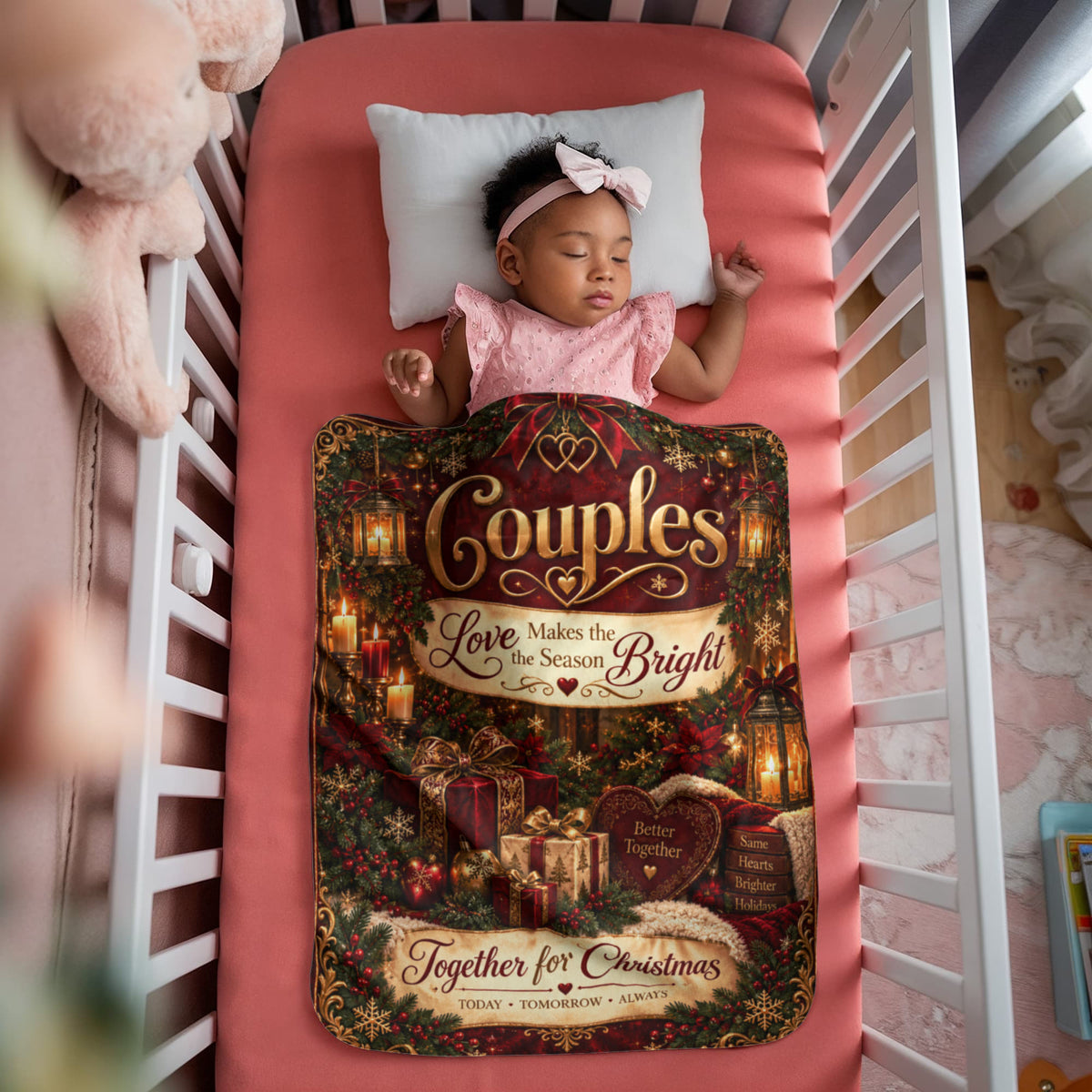 Couples Christmas Sherpa Fleece Blanket – Romantic Holiday Gift