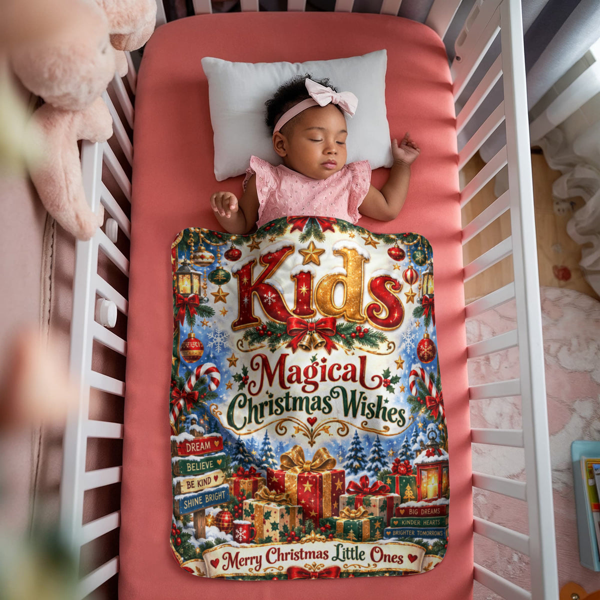 Kids Christmas Sherpa Fleece Blanket – Magical Holiday Throw Blanket, Christmas Gift for Boys and Girls