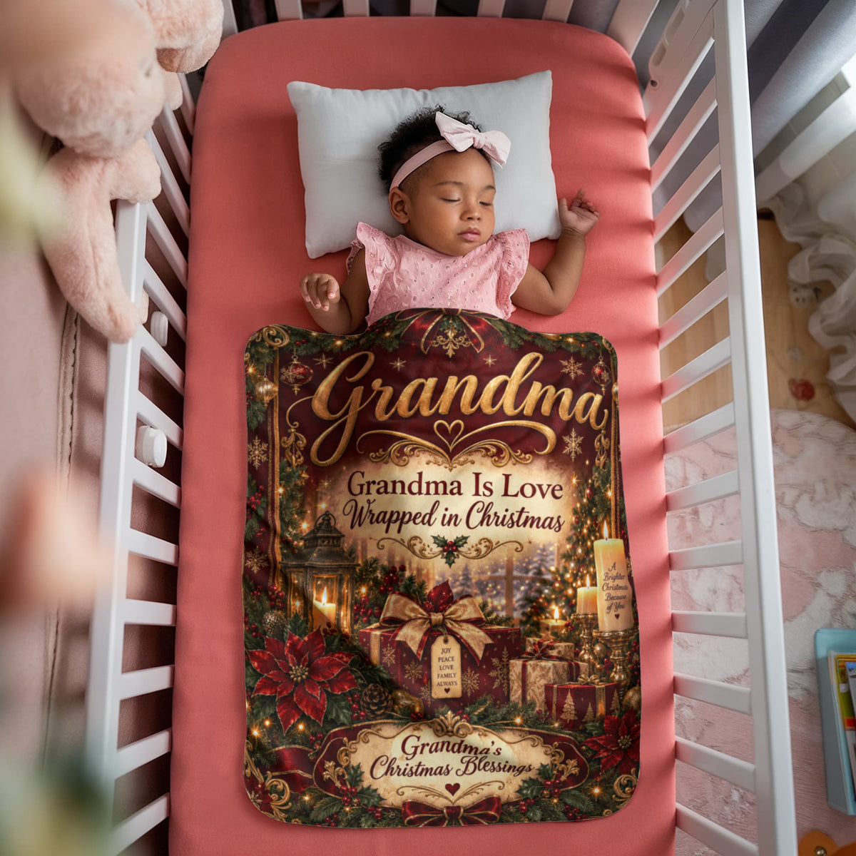 Grandma Christmas Sherpa Fleece Blanket – Luxury Holiday Gift for Grandma, Cozy Christmas Throw