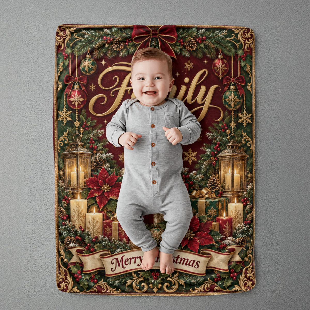 Family Christmas Sherpa Fleece Blanket – Luxury Holiday Family Gift, Cozy Christmas Throw Blanket