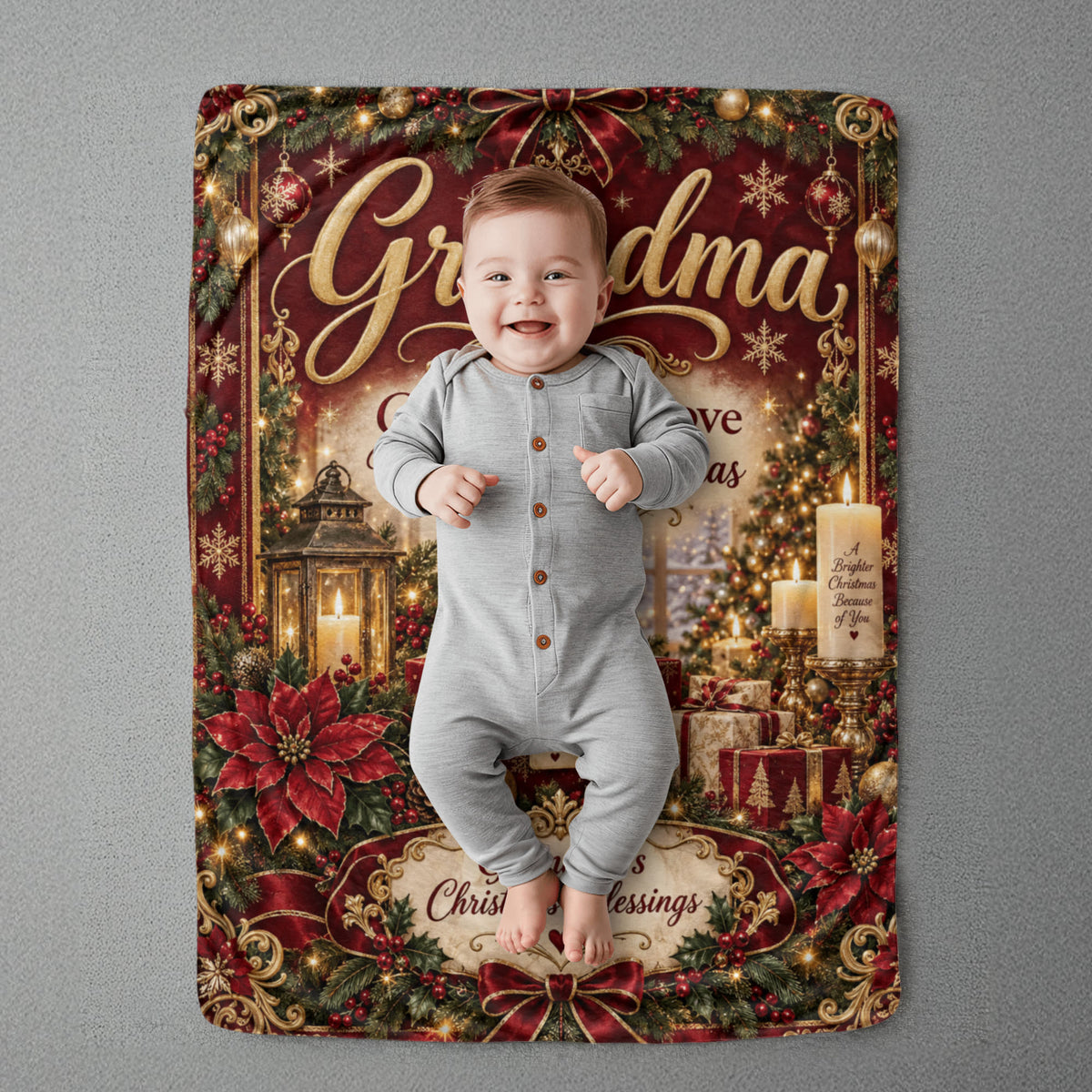Grandma Christmas Sherpa Fleece Blanket – Luxury Holiday Gift for Grandma, Cozy Christmas Throw
