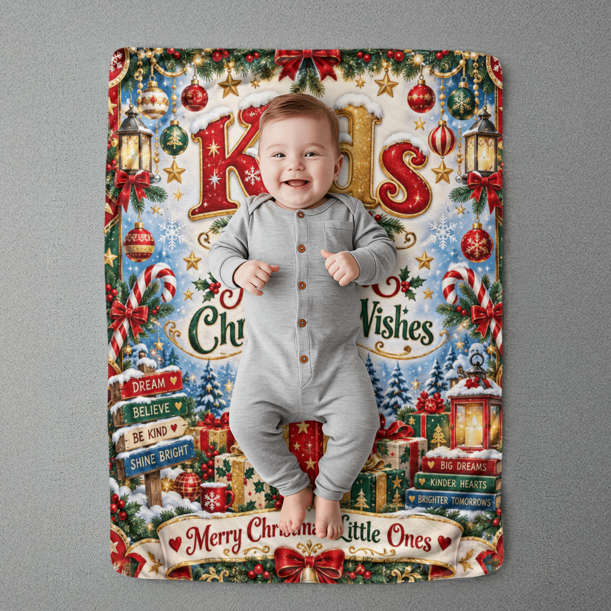 Kids Christmas Sherpa Fleece Blanket – Magical Holiday Throw Blanket, Christmas Gift for Boys and Girls