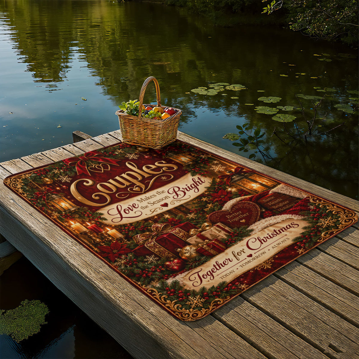 Couples Christmas Sherpa Fleece Blanket – Romantic Holiday Gift