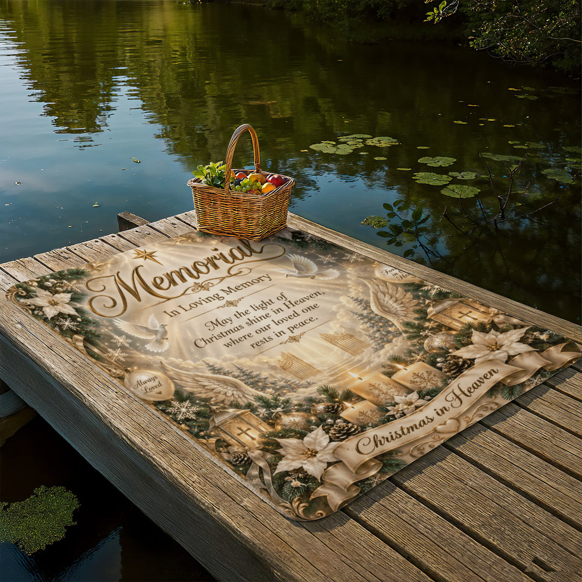 Christmas in Heaven Memorial Sherpa Fleece Blanket – Sympathy Remembrance Gift for Loss of Loved One