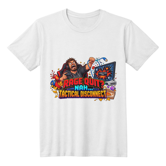 "Rage Quit Tactical Disconnect" T-Shirt - Funny Adult Humor Gaming Shirt (Christmas Gift)