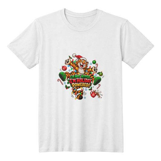 "I'm Not Hyper... I'm Holiday Powered! Bouncy Orange Tiger Funny Christmas T-Shirt