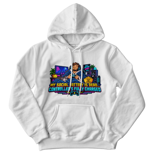 "My Social Battery Is Dead Controller" Fully Charged Sweatshirt - Funny Introvert Gamer (Christmas Gift)