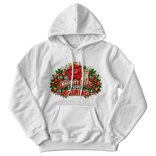 Funny Red Monster Adult Humor Christmas Sweater "Naughty List I Regret Nothing"  Sweatshirt