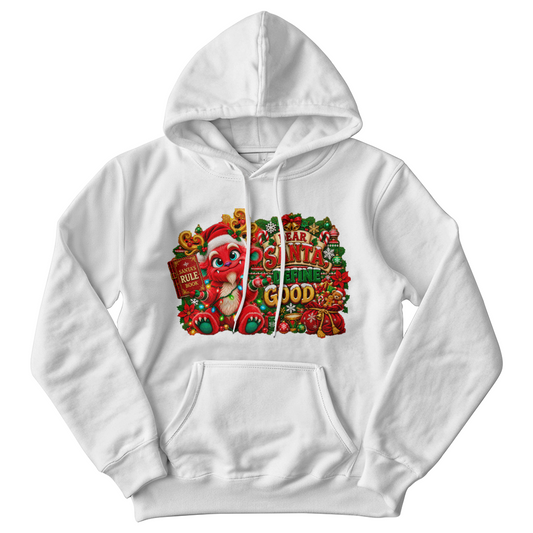 Funny Red Monster Christmas Sweater- "Dear Santa Define Good" Adult Holiday Humor Sweatshirt