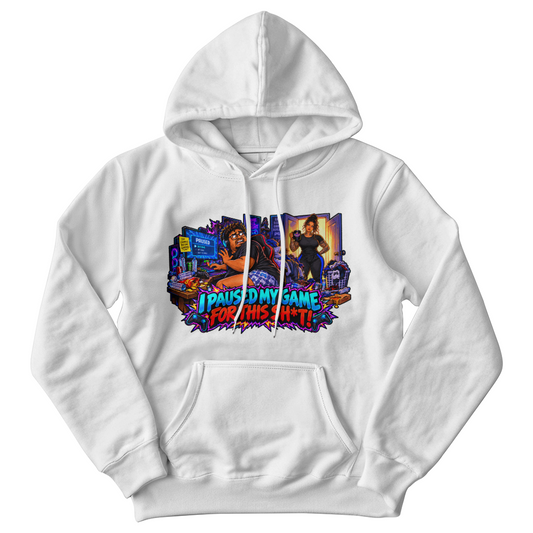 Funny Light Skinned Gamer Adult Humor Sweatshirt - "I Paused My Game For This Sh*t" Gaming Pullover (Christmas Gift)