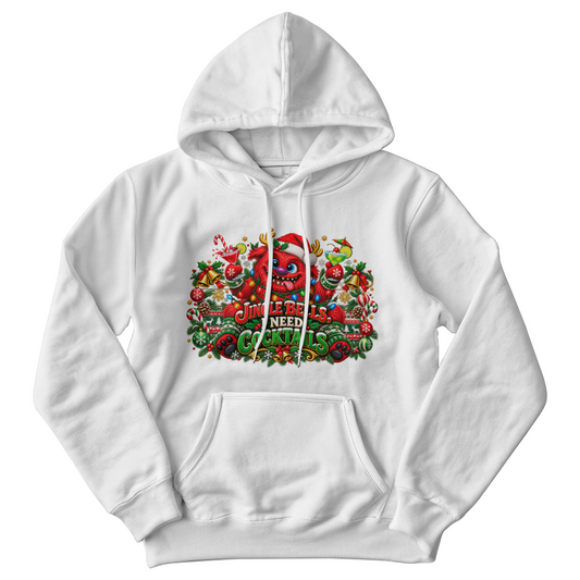 Funny Red Monster Adult Humor Christmas Sweater "Jingle Bells I Need Cocktails"Holiday Sweatshirt