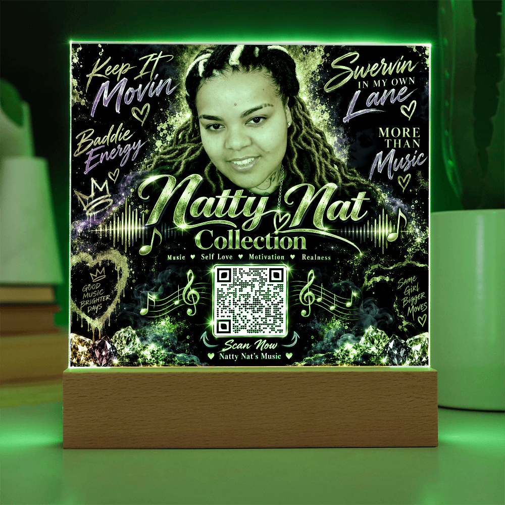 Natty Nat Keep It Movin LED Acrylic Plaque – Music Lover Gift, Motivational Artist Decor, Baddie Energy QR Code Keepsake