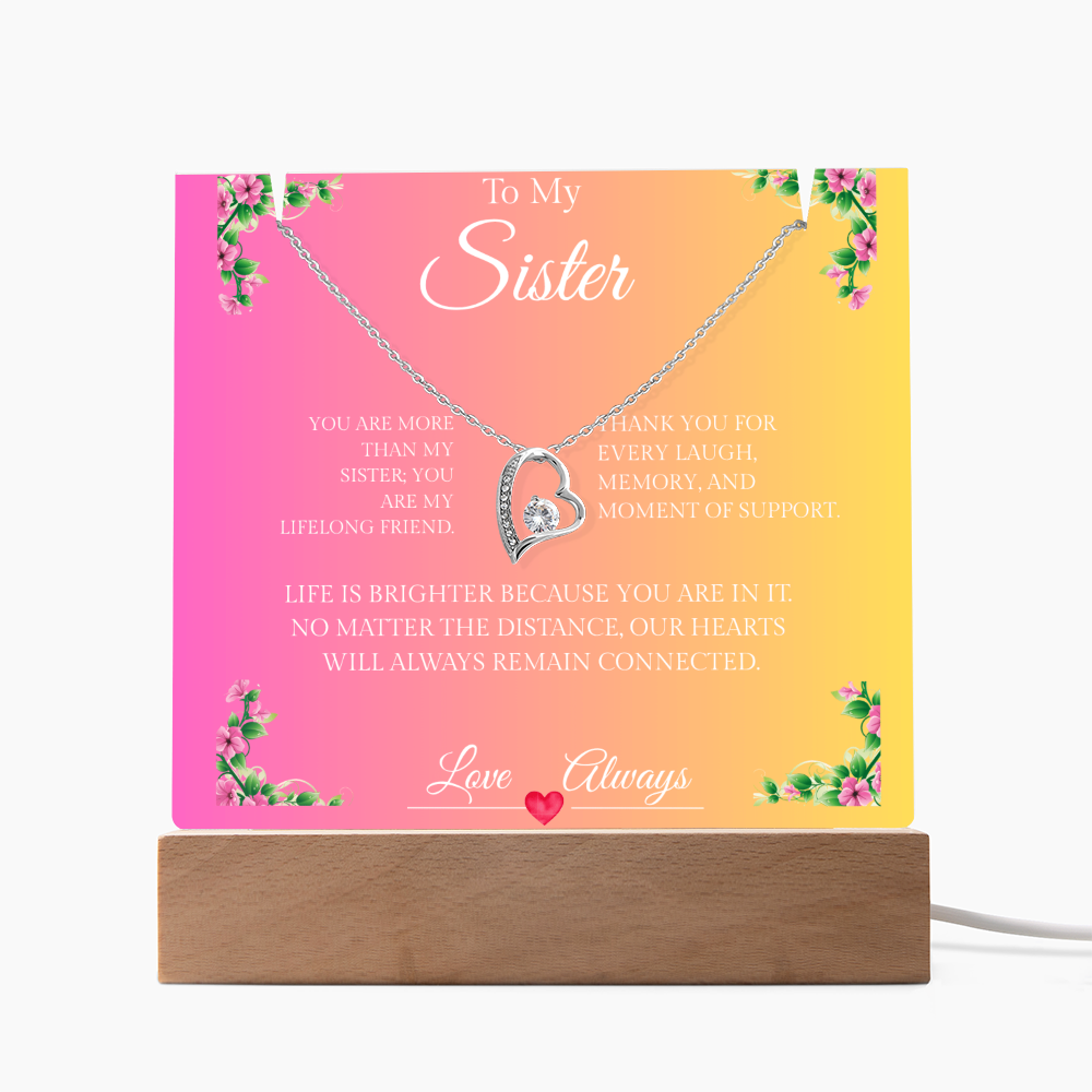 Sisters Forever Hearts Together - Forever Love Necklace & Elegant Keepsake Acrylic