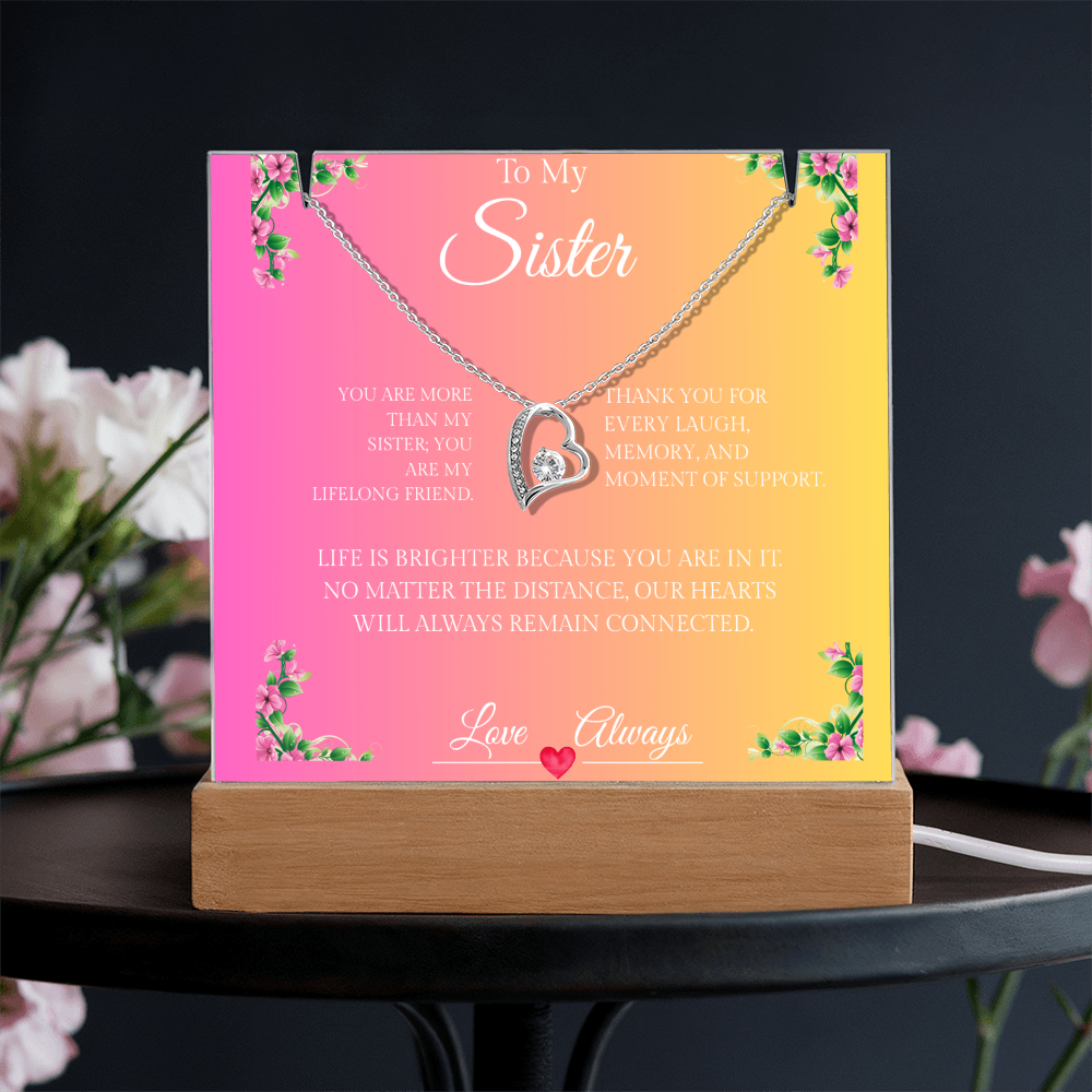 Sisters Forever Hearts Together - Forever Love Necklace & Elegant Keepsake Acrylic