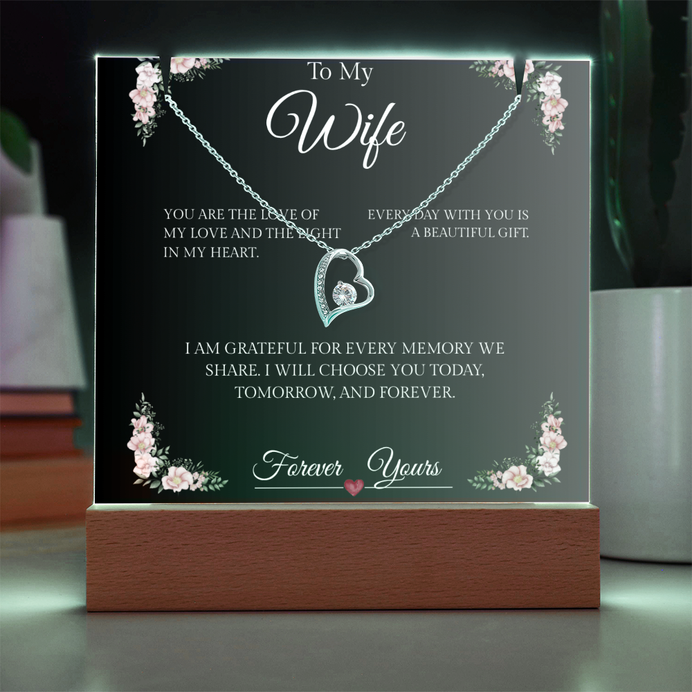 Our Love Lights The Way - Wife Forever Love Necklace & Elegant Keepsake Acrylic