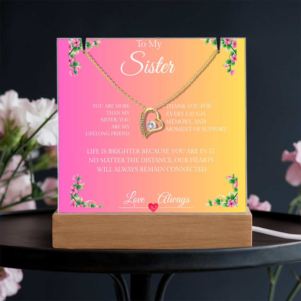 Sisters Forever Hearts Together - Forever Love Necklace & Elegant Keepsake Acrylic