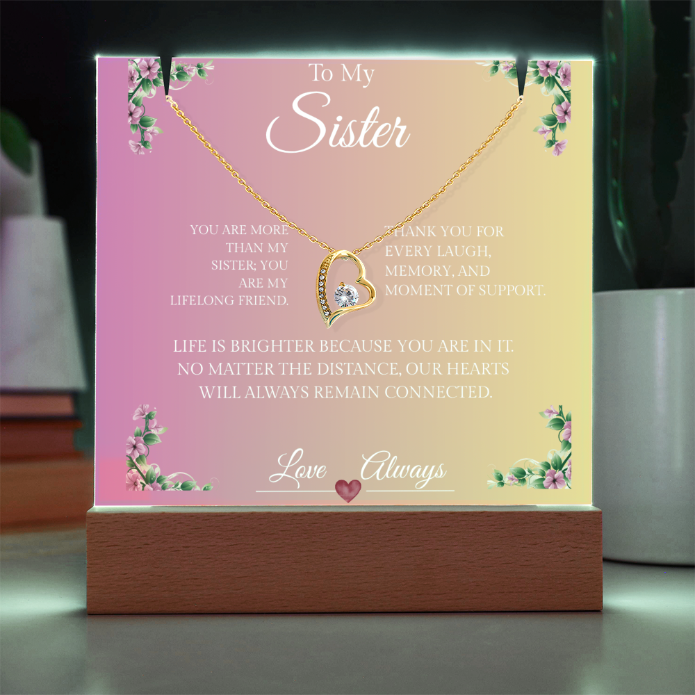 Sisters Forever Hearts Together - Forever Love Necklace & Elegant Keepsake Acrylic