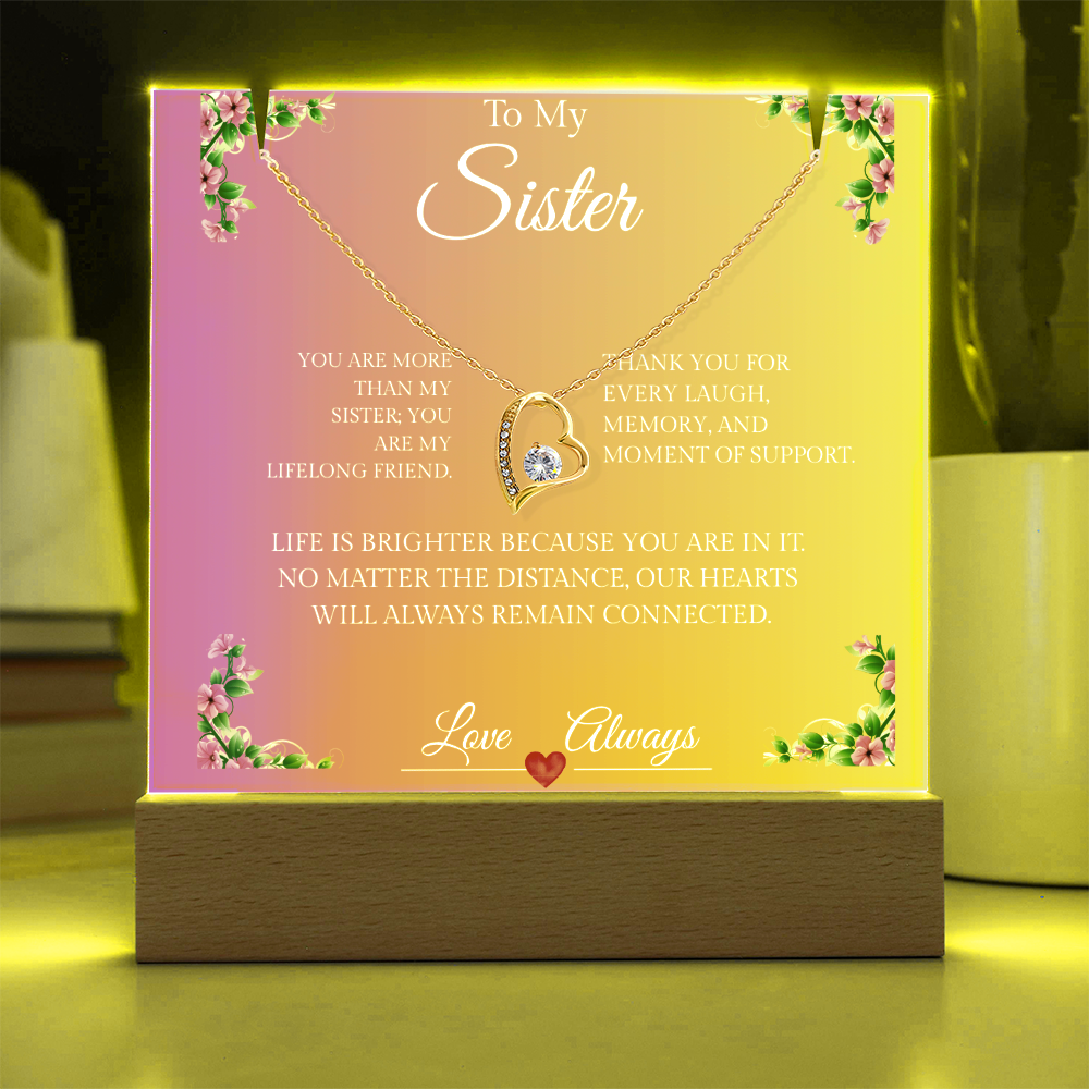 Sisters Forever Hearts Together - Forever Love Necklace & Elegant Keepsake Acrylic