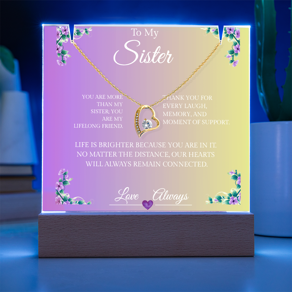 Sisters Forever Hearts Together - Forever Love Necklace & Elegant Keepsake Acrylic
