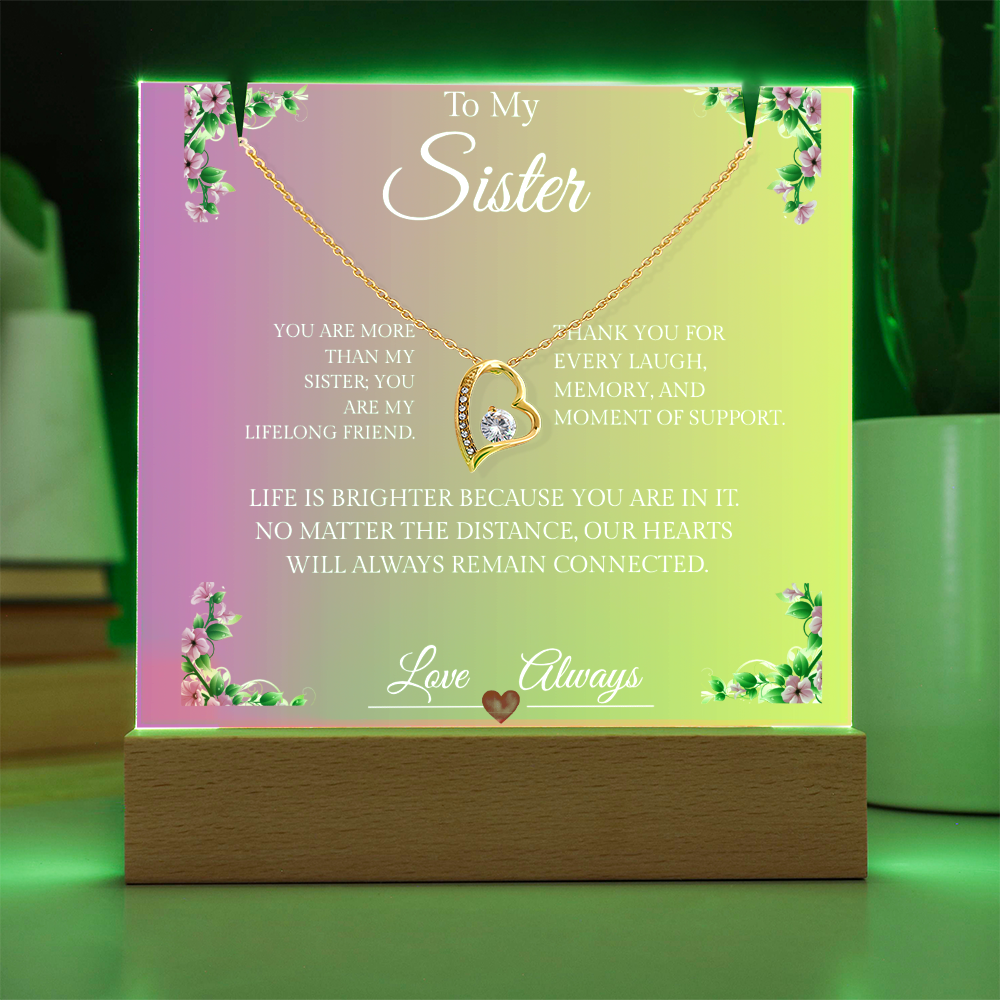 Sisters Forever Hearts Together - Forever Love Necklace & Elegant Keepsake Acrylic
