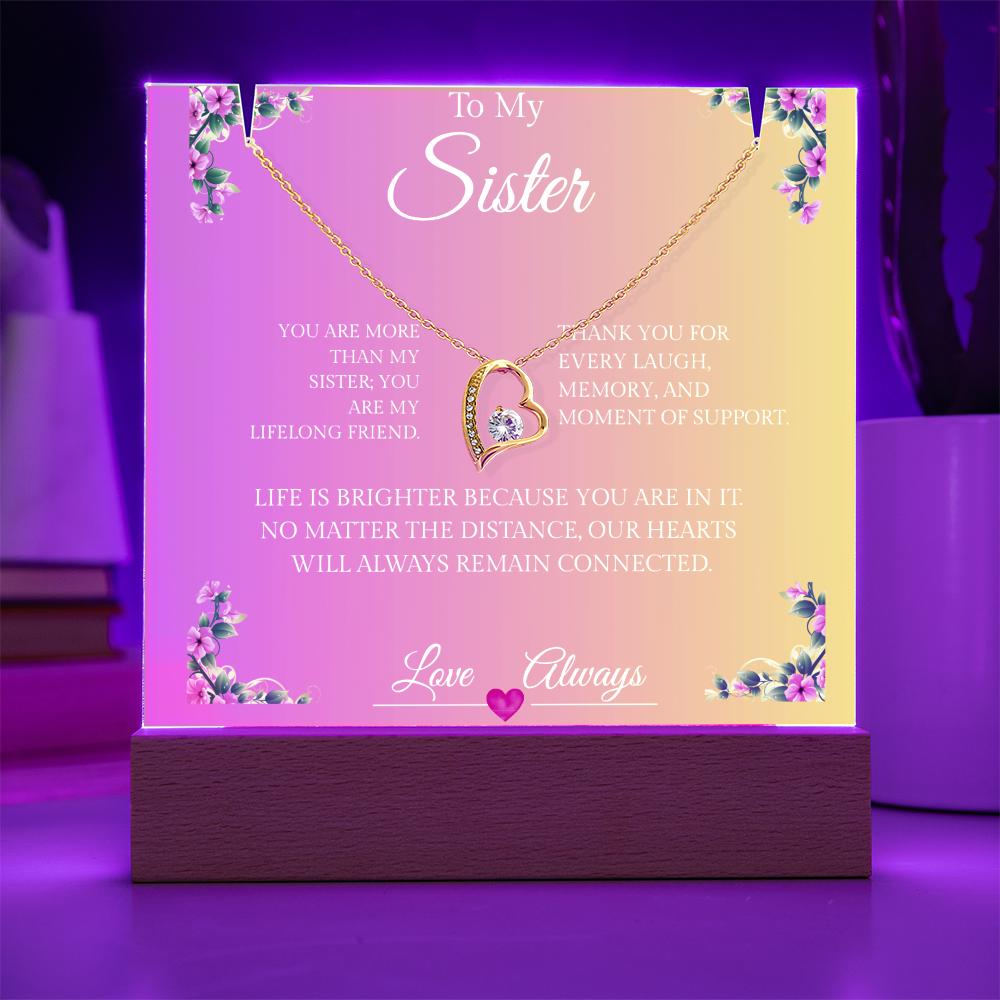 Sisters Forever Hearts Together - Forever Love Necklace & Elegant Keepsake Acrylic