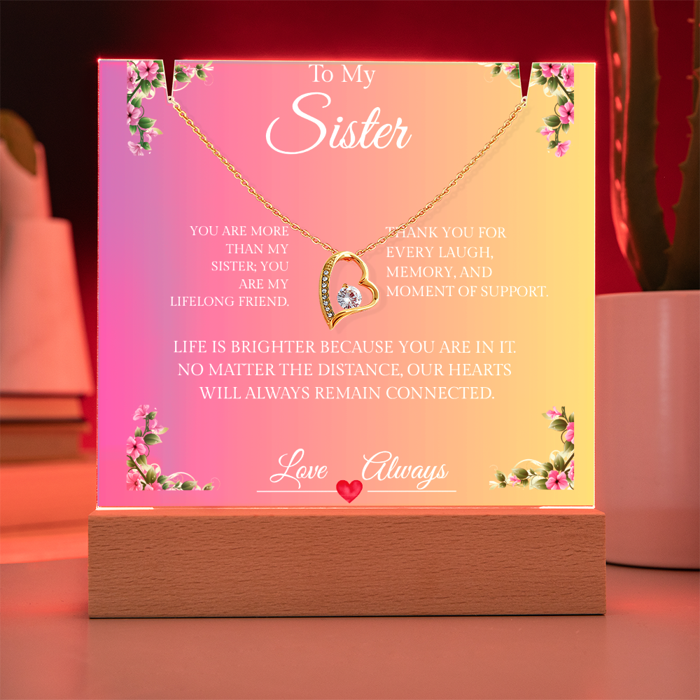 Sisters Forever Hearts Together - Forever Love Necklace & Elegant Keepsake Acrylic