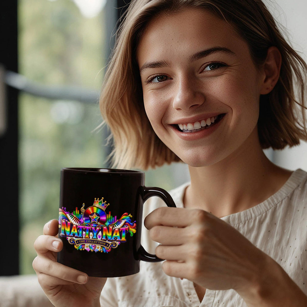💎Natty Nat Rainbow Royalty Black Coffee Mug