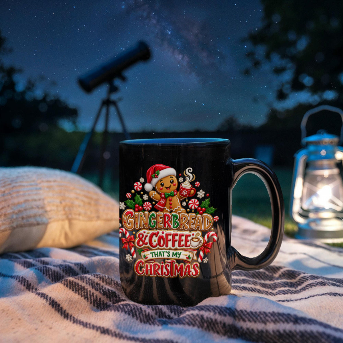 Gingerbread and Coffee Christmas Mug - Cute Holiday Coffee Cup, Festive Gingerbread Gift, 11oz & 15 Oz