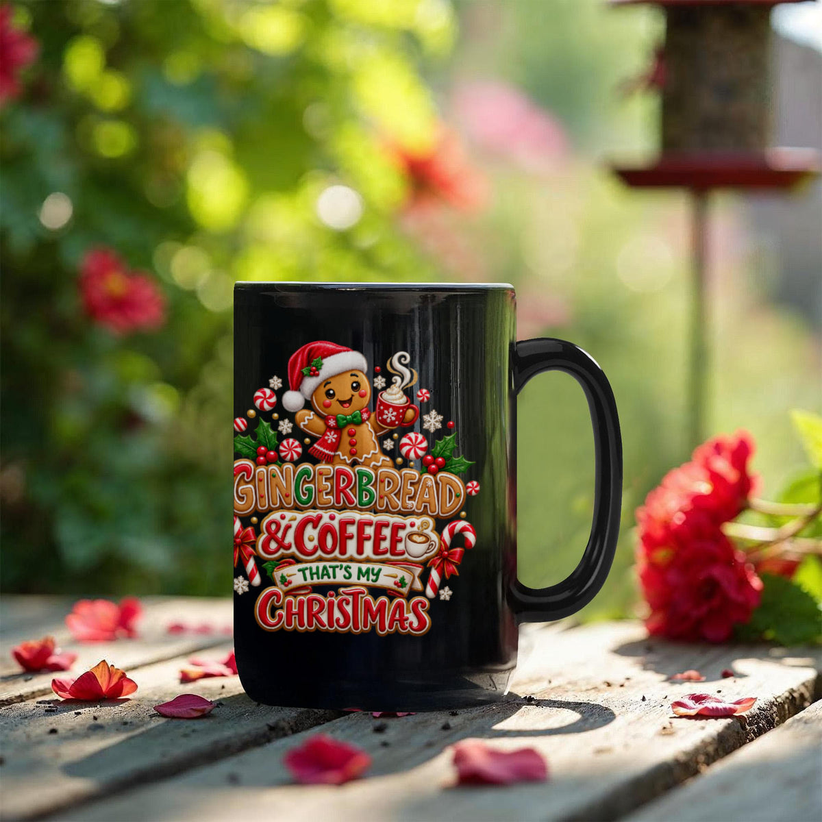 Gingerbread and Coffee Christmas Mug - Cute Holiday Coffee Cup, Festive Gingerbread Gift, 11oz & 15 Oz