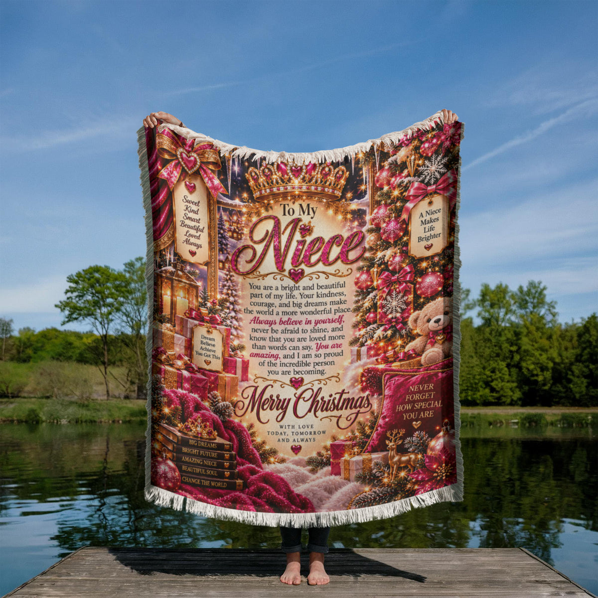 Niece Christmas Woven Blanket – Heartfelt Holiday Keepsake Gift for Niece