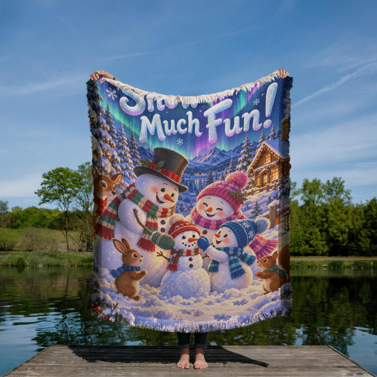 Kids Snowman Christmas Throw Blanket- Snow Much Fun Winter Holiday Gift for Children