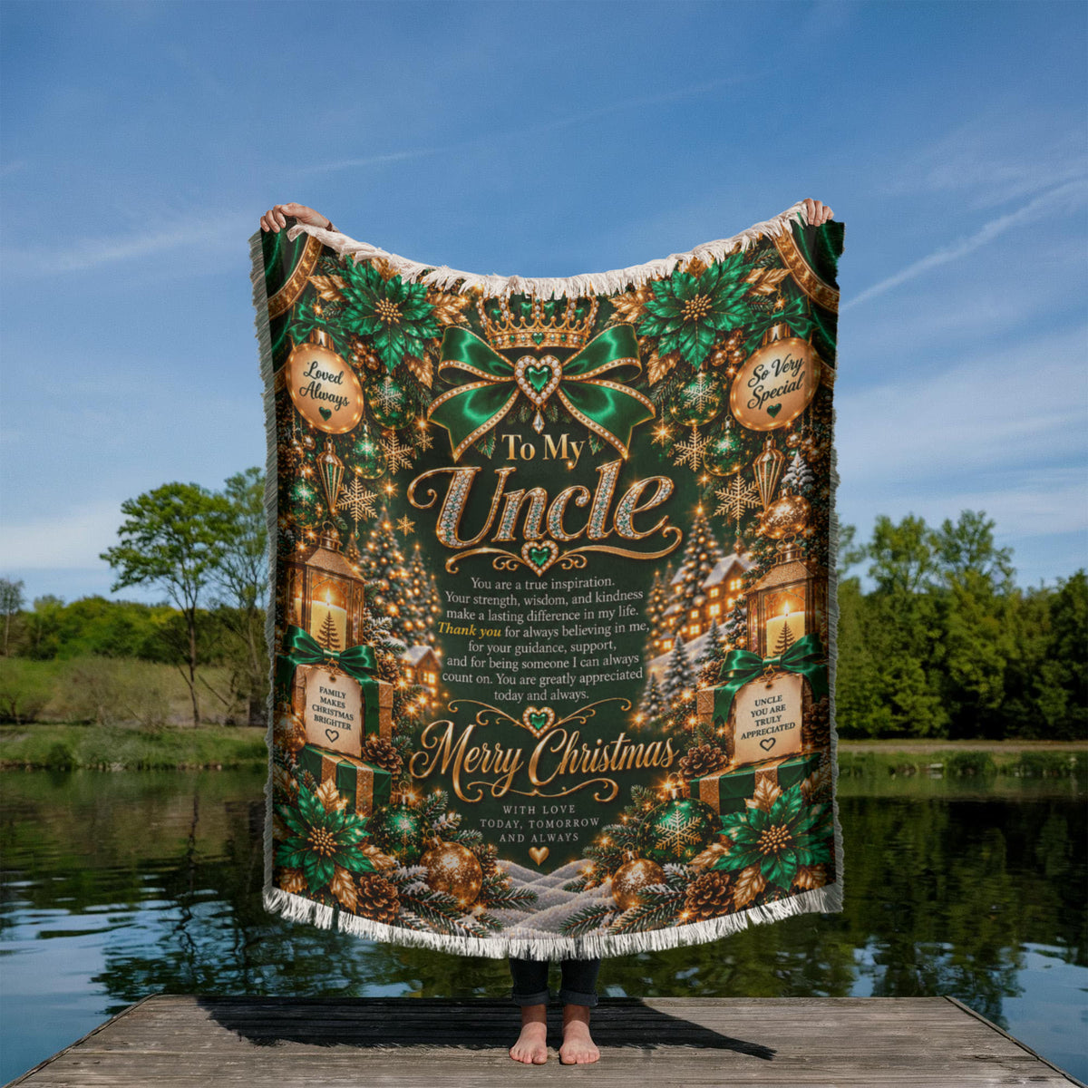 To My Uncle Christmas Woven Blanket – Heartfelt Holiday Keepsake Gift for Uncle