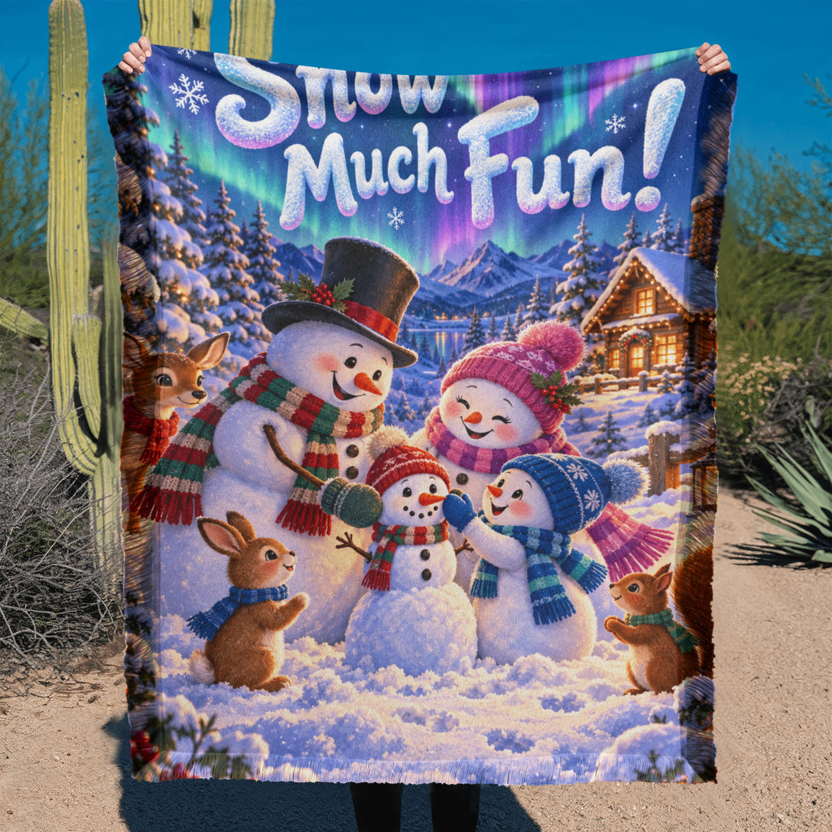 Kids Snowman Christmas Throw Blanket- Snow Much Fun Winter Holiday Gift for Children